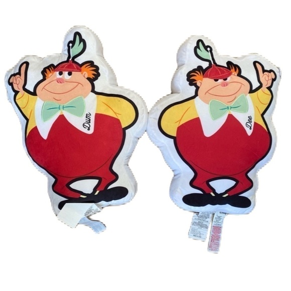 Disney Tweedle Dee and Tweedle Dum Throw Pillow Set NEW Alice in Wonderland - Picture 1 of 2